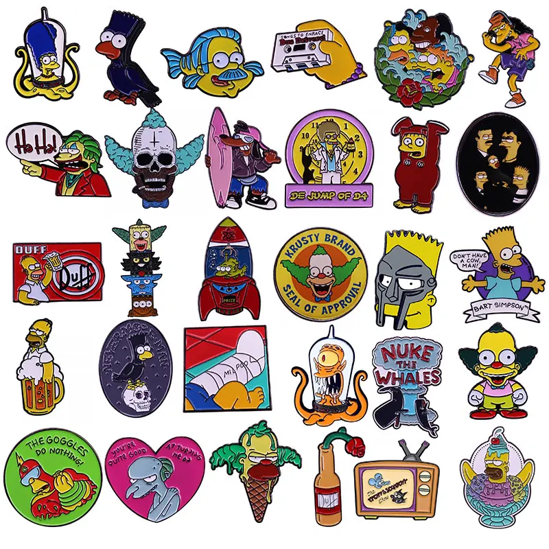 Homer Simpson-Pin esmaltado de películas de Anime, broche de solapa de Metal, insignias para mochilas, broches, accesorios de joyería de moda, regalos