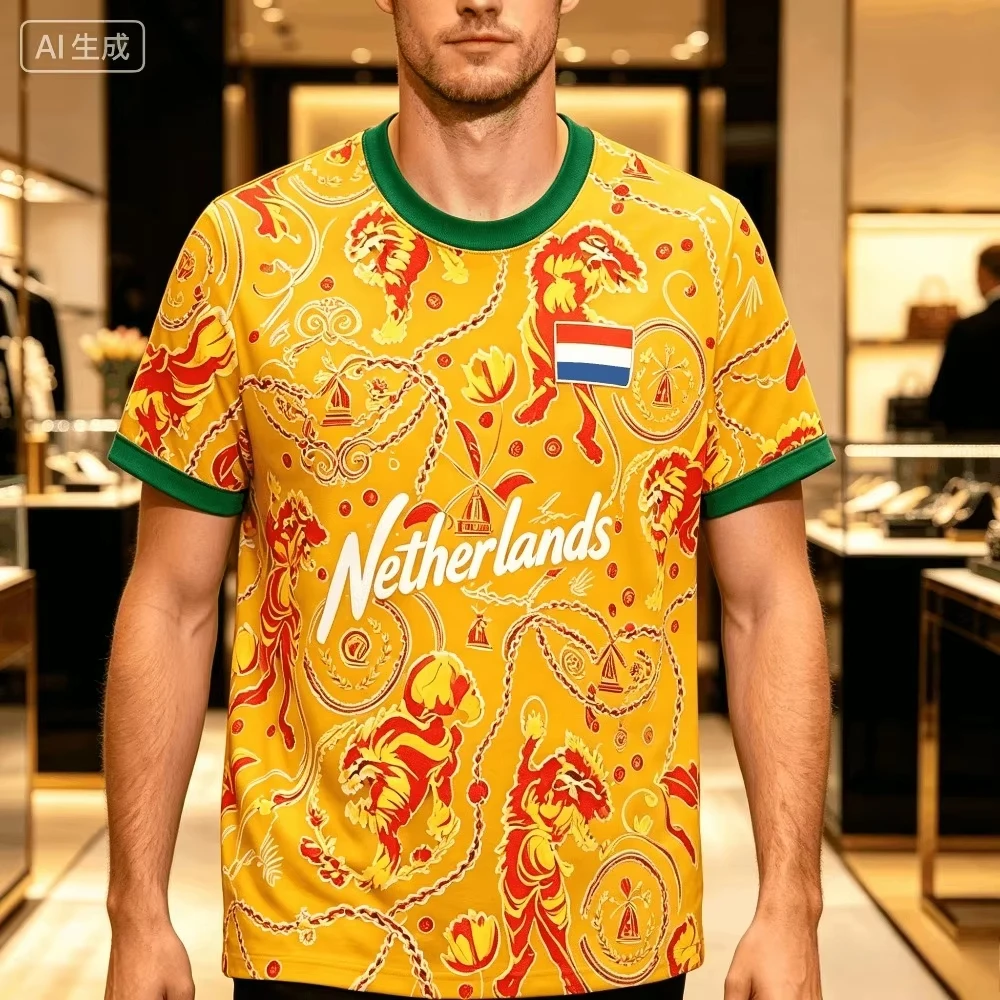 2026 New Dutch Traditional Style Football Jersey T-Shirt Adult Men Football Quick-Drying T-Shirt Football Training Attire