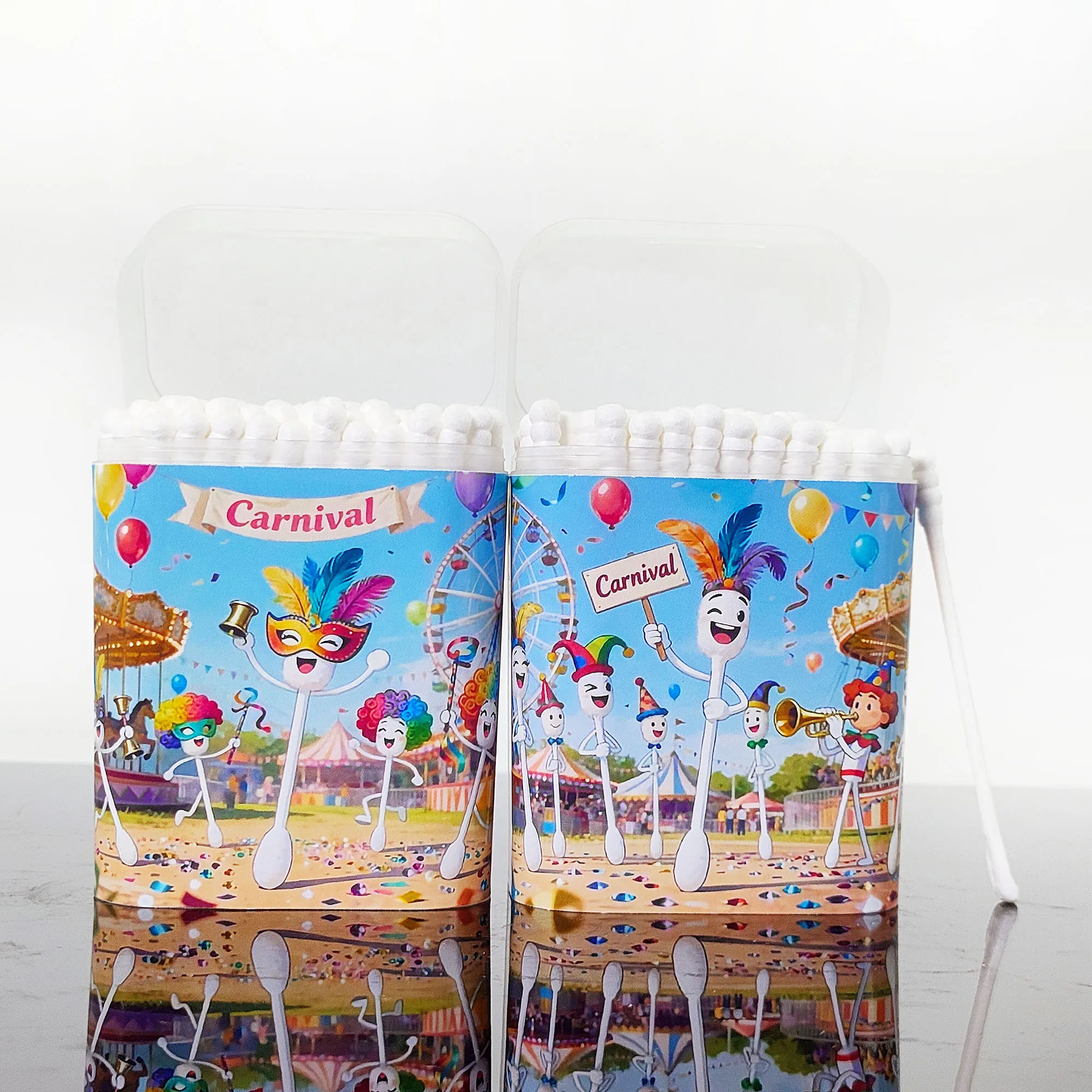 100PCS/200PCS 창의적인 카니발 테마 면봉, 축제 파티 요소 면봉, 양쪽 끝이 나선형 두꺼운 스틱.