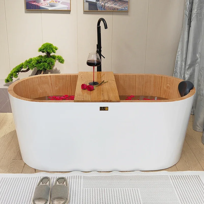 Y Independent Japanese-style wooden bathtub bath wooden bucket small apartment family bed and breakfast double adult oval bathtu