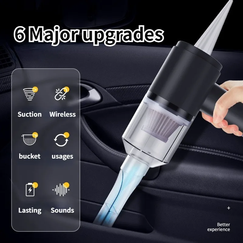 Car wireless vacuum cleaner, household high suction power car use, small car dual-purpose charging, high power suction blowing
