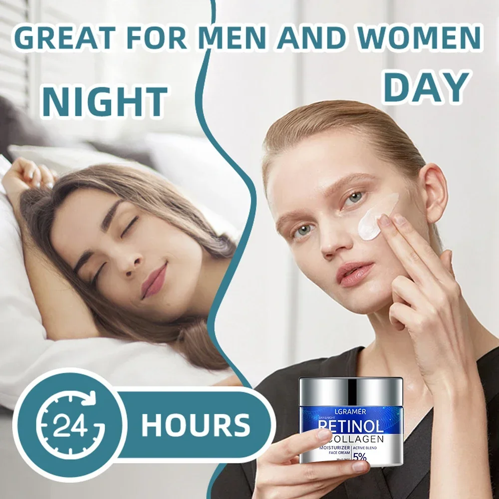 LGRAMER Retinol Collagen Moisturizer, Moisturizing, Moisturizing, Suitable for Men and Women 24 Hours At Night Use