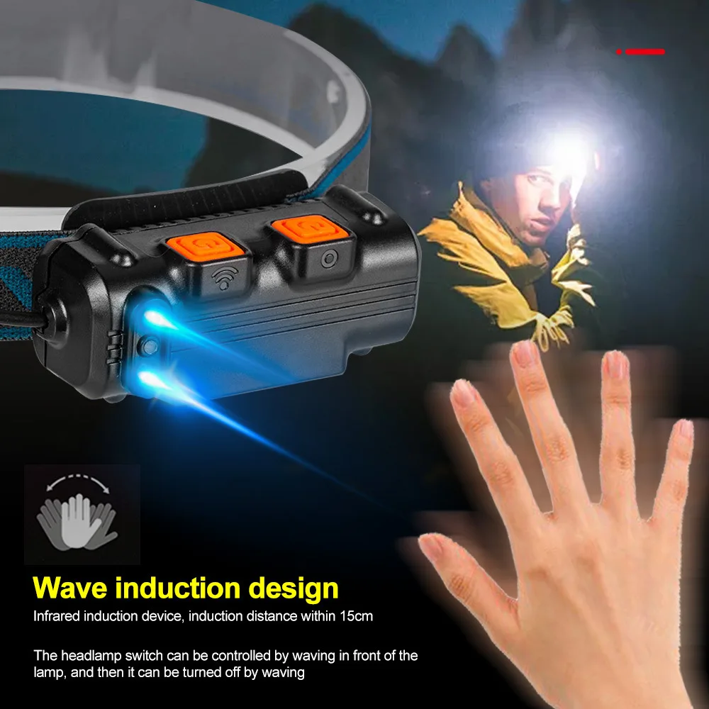 Powerful LED Induction Headlamp XPG+COB Zoom Head Flashlight USB Rechargeable Camping Fishing Search Light Waterproof Headlight