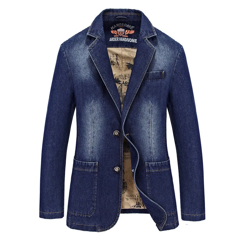 Denim Blazer Mens Jeans Jacket Autumn Slim Fit Coat Winter Windbreaker Cowboy Tops Male Jackets Big Size 4XL Jaqueta Masculina