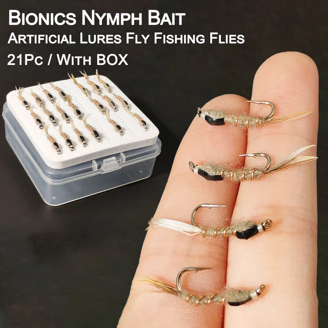 

Набор из 21 шт. искусственных мушек для нахлыстовой рыбалки: нимфы и влажные мушки для ловли форели, окуня, карпа и других рыб в пресной воде.