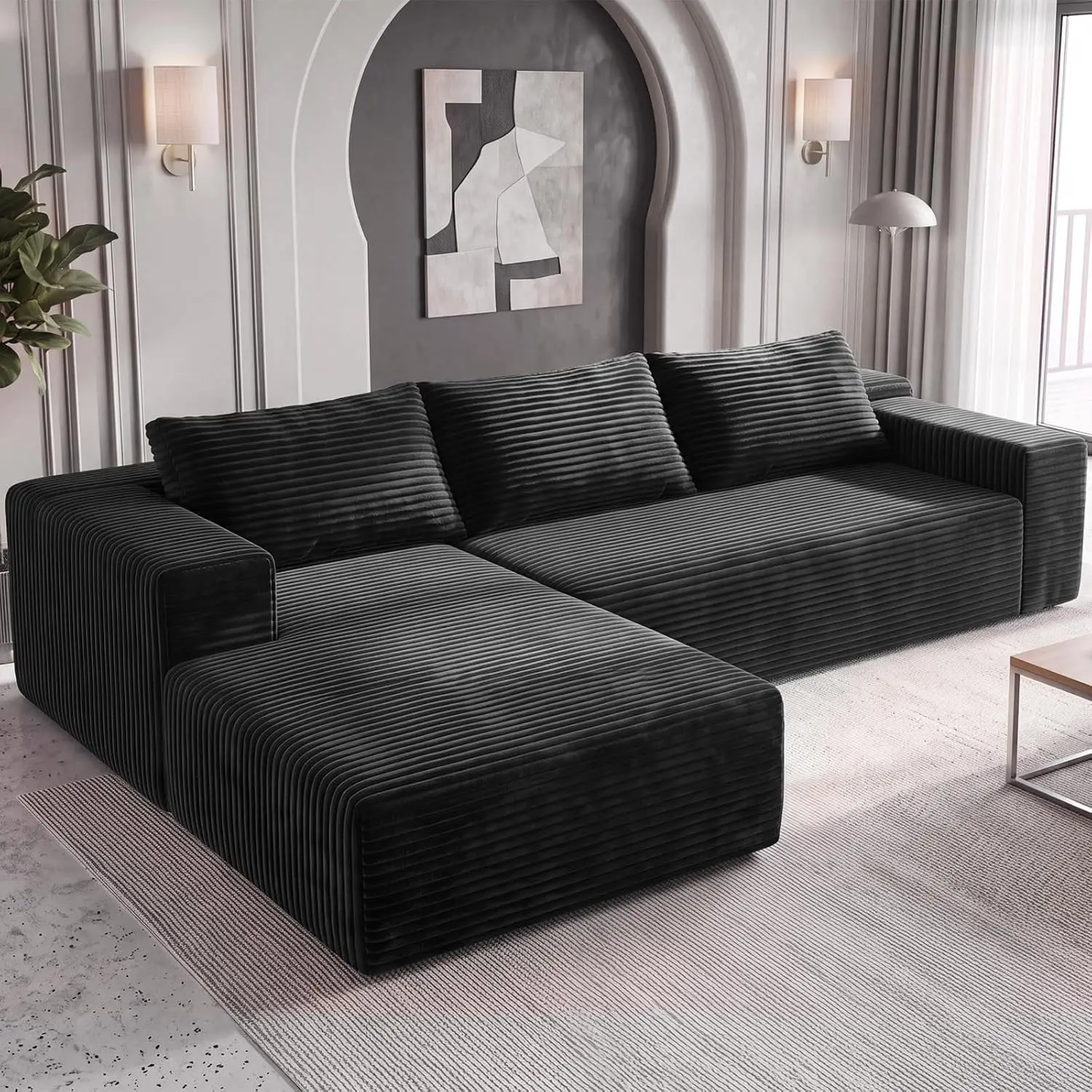 Cloud Modular Sectional Sofa L Shaped Corduroy Couch 96