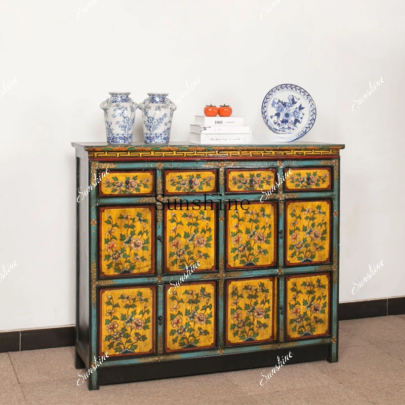 Furniture elm painted old four-door foyer shoe edge cabinet retro and simpleP