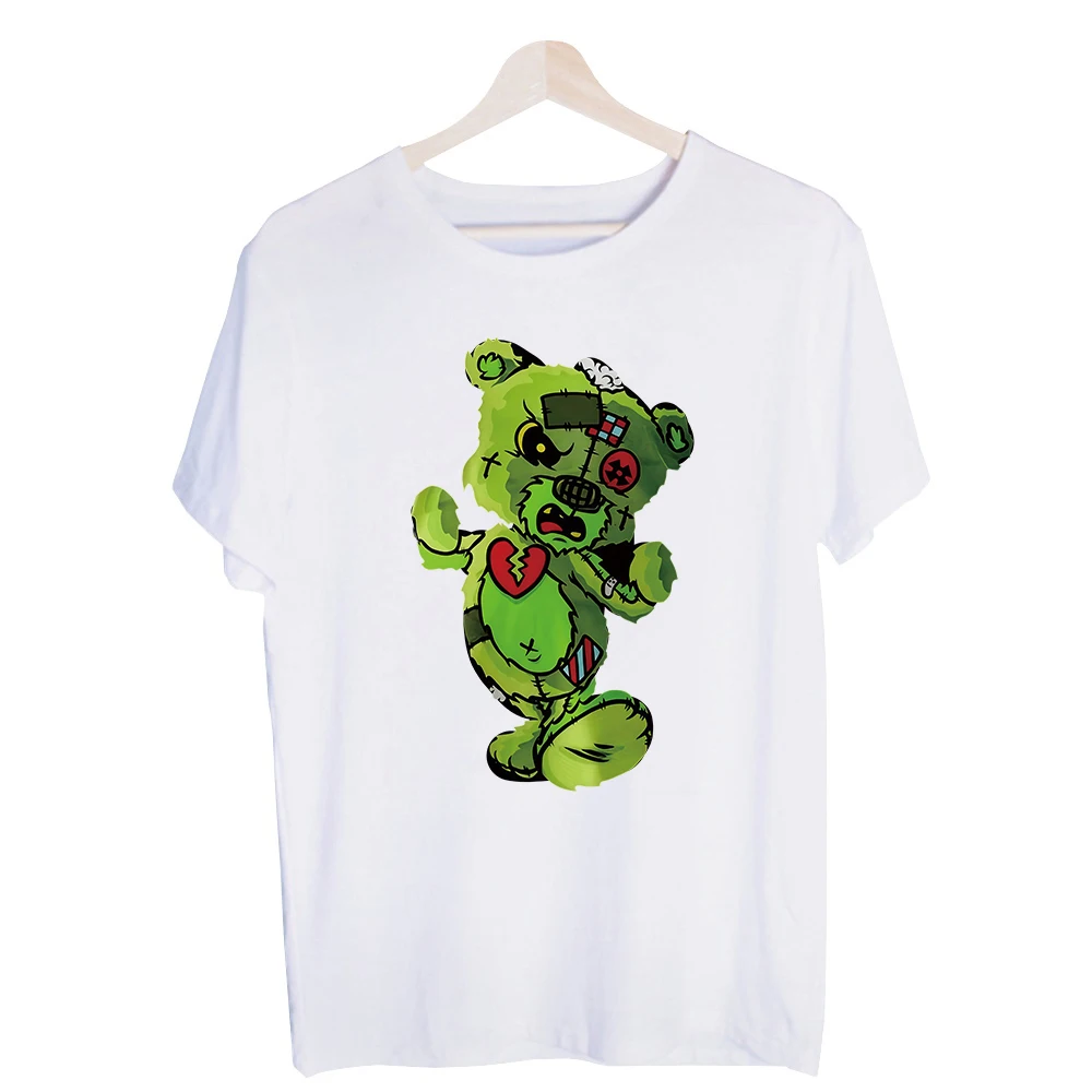 Men's Frankenstein Bear Graphic Tee, Short Sleeve Crew Neck T-Shirt for Streetwear and Casual Outfits