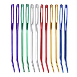 2pcs Aluminum Bent Tip Crochet Needles Tapestry Darning Knitting Needles DIY Crafts Sewing Big Eye Bent Needle Yarn Weave Tool