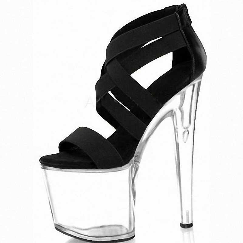 

20cm sexy nightclub super high heel sandals slender fish mouth waterproof platform thick sole strap high heels Korean style