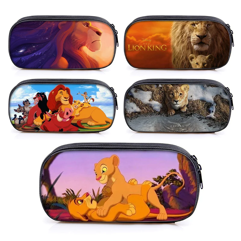 Mufasa Lion King astuccio per studenti portatile Disney Movie Anime Cartoon Pencil Box Back The School Supplies Storage Pencil Bags