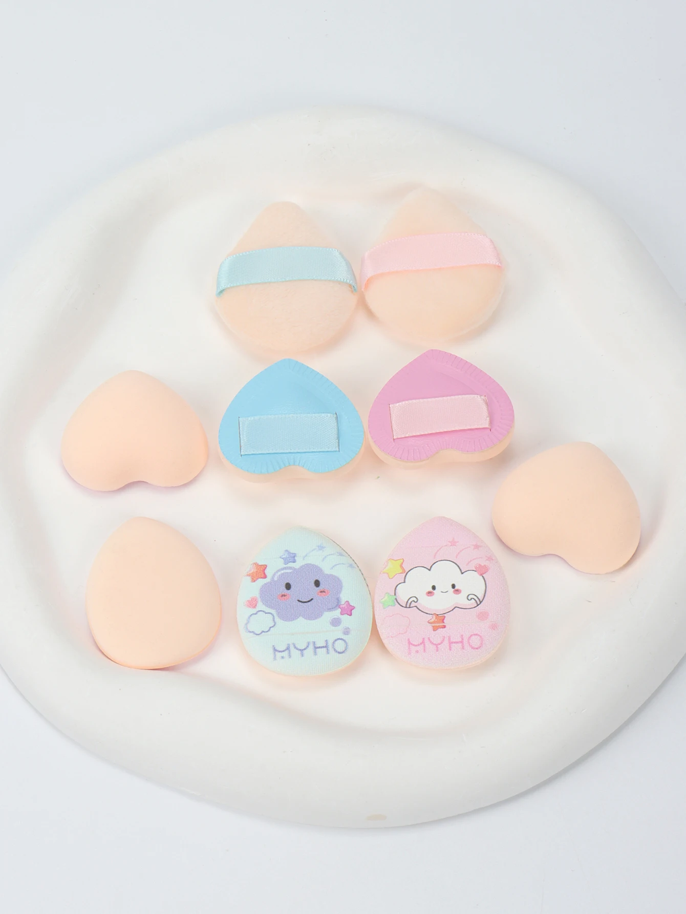 Finger Puff 4/8 unidades, puff de pó de maquiagem puff; Uso úmido ou seco; Sopro de pó com almofada de ar; Esponja de maquiagem portátil multifuncional