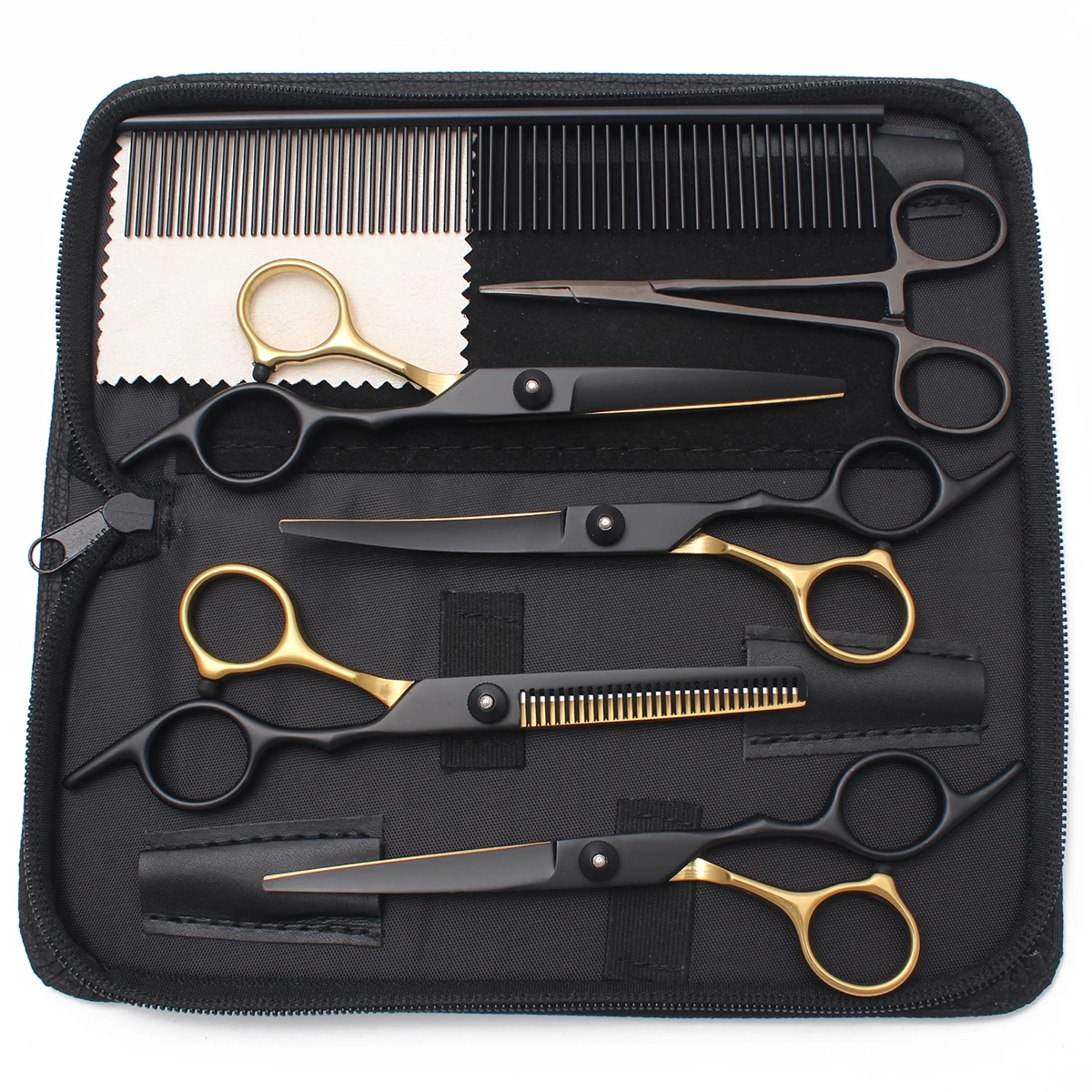 

Pet Hairdressing Scissors 6'' Stainless Dog Groomming Scissors Kit Straight Shears Thinning Shears Chunker Curved Shears C3001