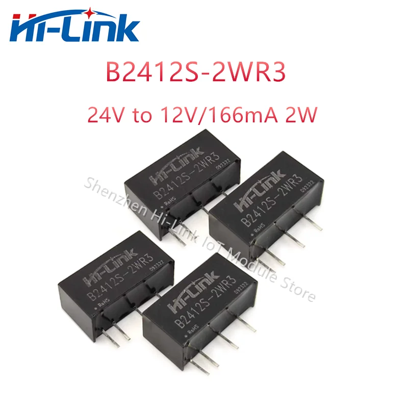 Hilink-Mini Módulo de Alimentação DC, 24V a 12V, 16mA, 2W, B2412S-2WR3, Baixo Consumo de Energia, Isolamento, 5Pcs, Lot