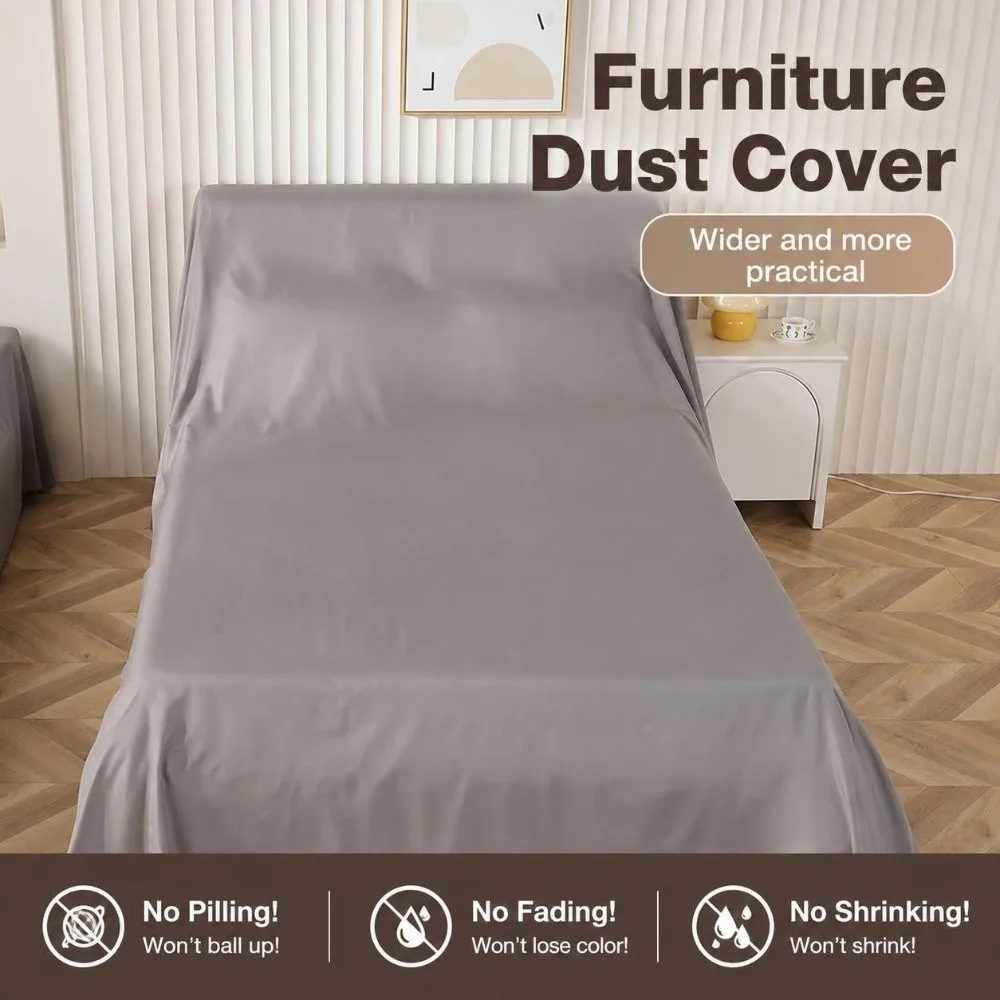Breathable Fabric Furniture Dust Cover Grey Washable Cloth Dust Proof Sheet Large Size Anti‑Dust Cloth Bed Sofa Tea Table Chair