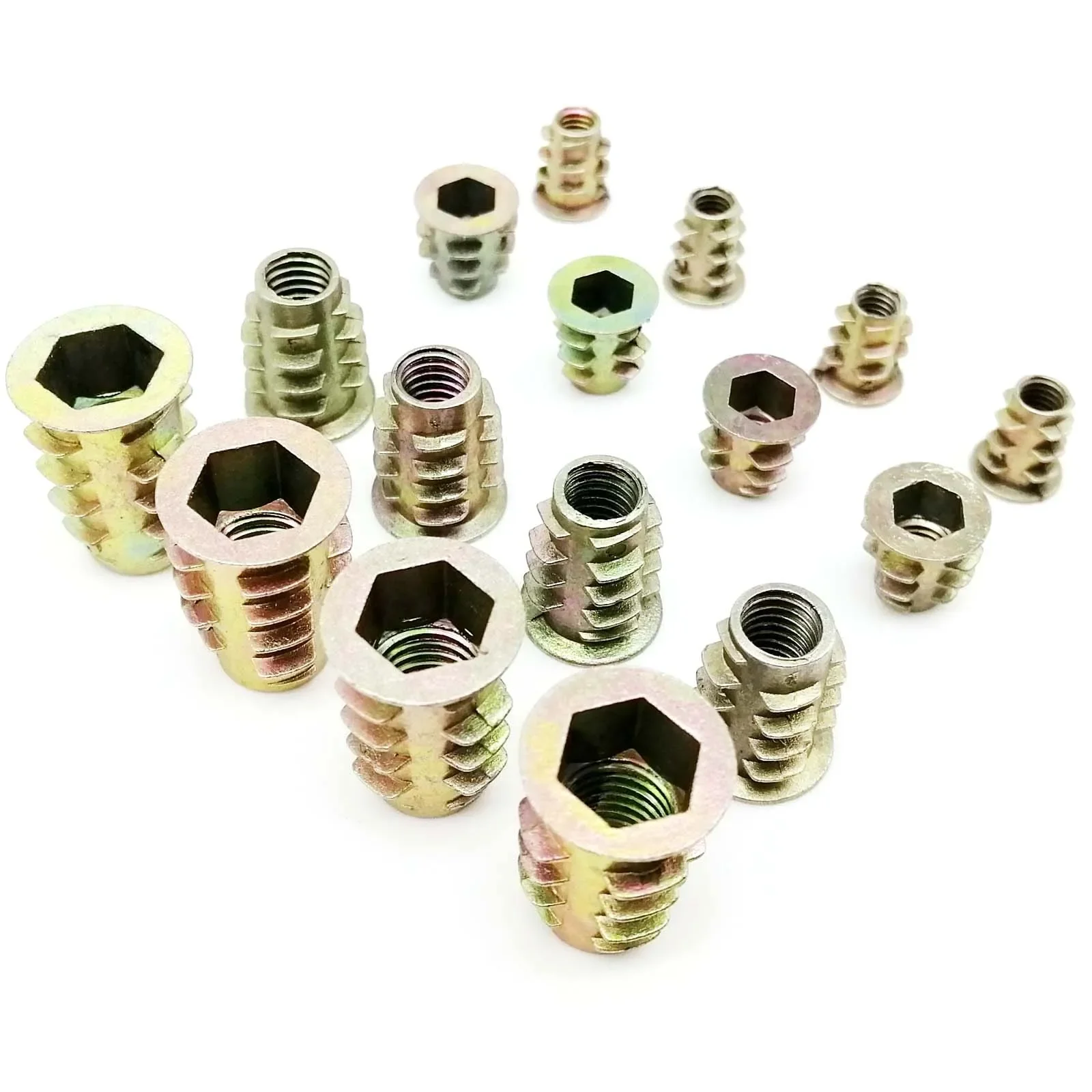 Wood Furniture Cabinet Bed Embedded Insert Nut E-Nut Thread Allen Hexagon Hex Socket Head M4 M5 M6 M8 M10 Length=8-25mm
