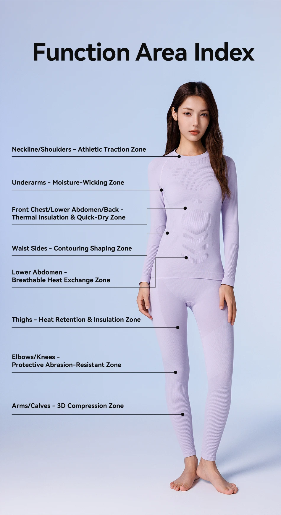 COPOZZ Nahtloses Ski-Thermo-Unterwäsche-Set für Damen und Herren, hochelastisch, Rundhalsausschnitt, schnell trocknend, feuchtigkeitsableitend, Sport-Baselayer, lange Unterhose – Detail 12