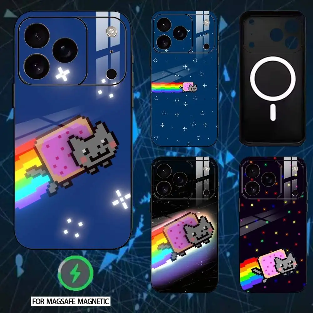 

Cute N-Nyan Cat Phone Case For iPhone 17,16,15,14,13,12,Plus,Pro,Max For Magnetic Wireless Charge