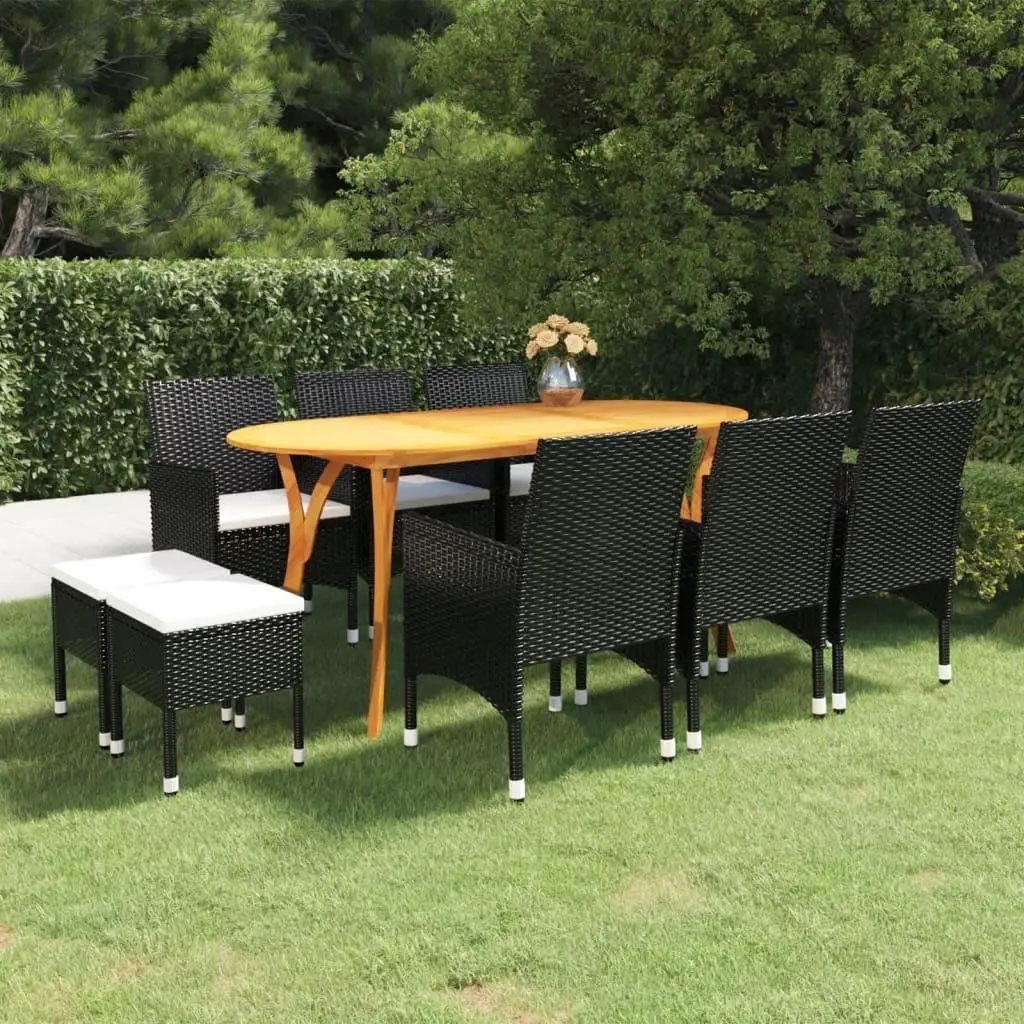 

9-Piece Outdoor Patio Dining Set in Black - Stylish & Durable Garden Furniture