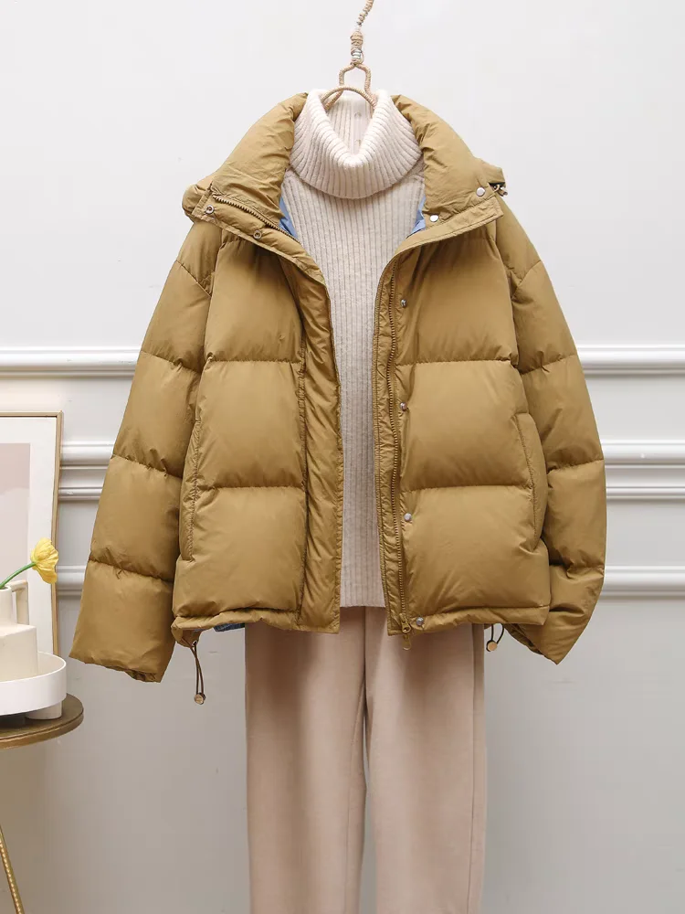 Thickened Down Jacket for Women, Loose Warm Coat, Street Style, Short Parka, Fashion, Autumn and Winter, 2024