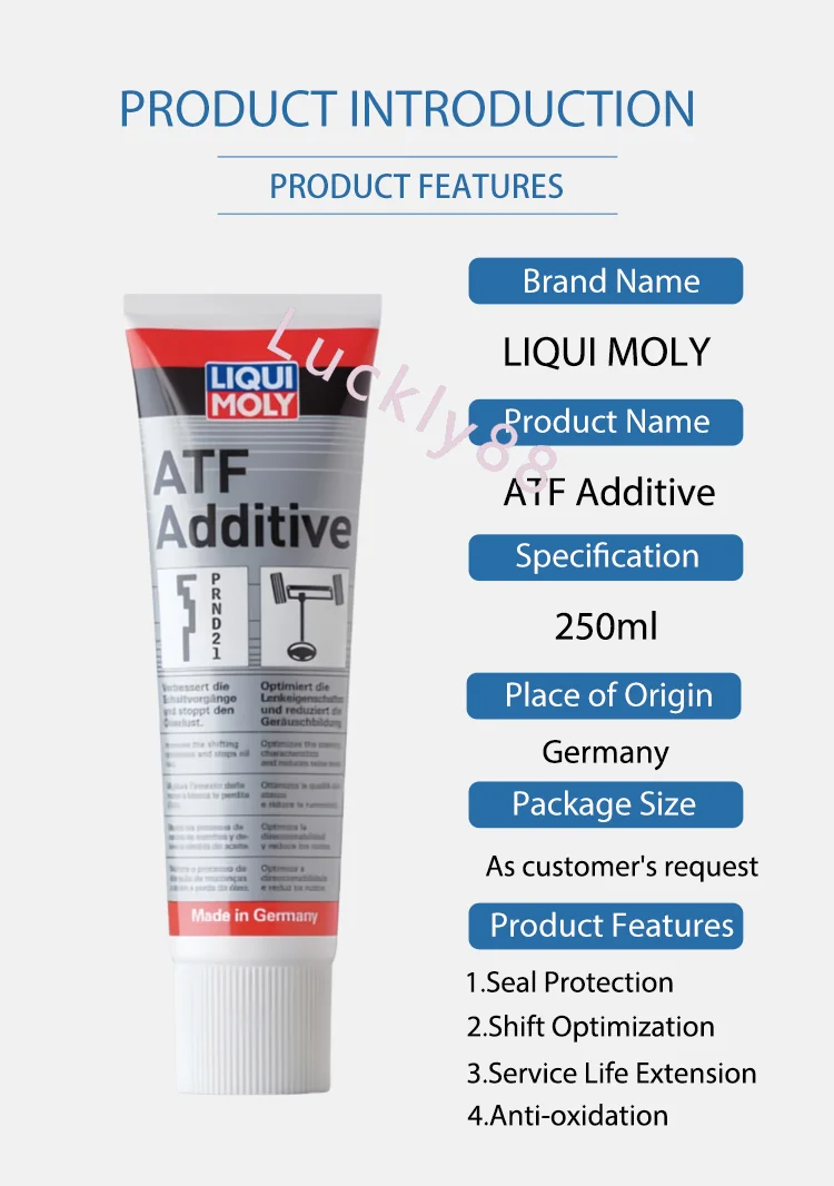 Original Liqui Moly ATF Additive Tube 250ml Gear Oil Additive for Steering Gears Automatic Trans liquimoly Additive