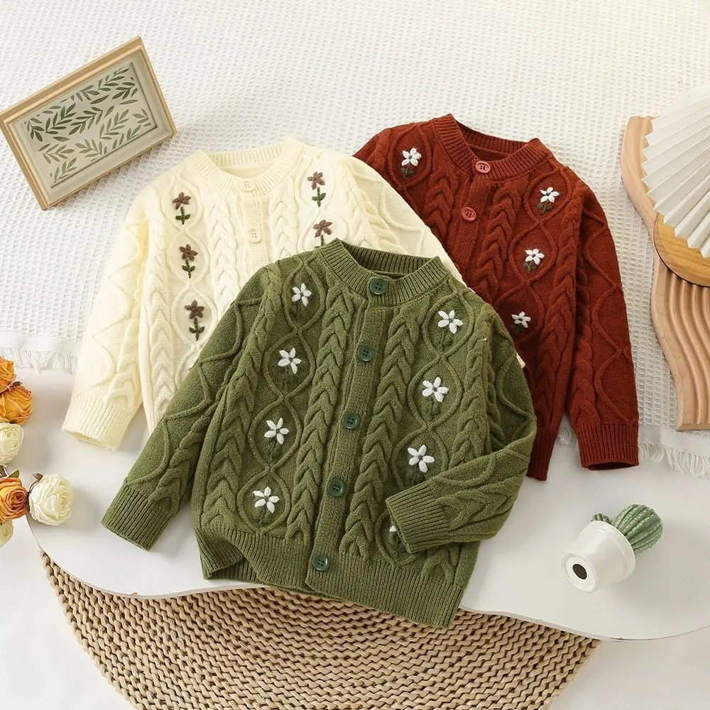 Autumn Winter  Casual Sweaters Cotton Clothes Girls' Outerwear 2024 New Children's Knitted Cardigan image 3