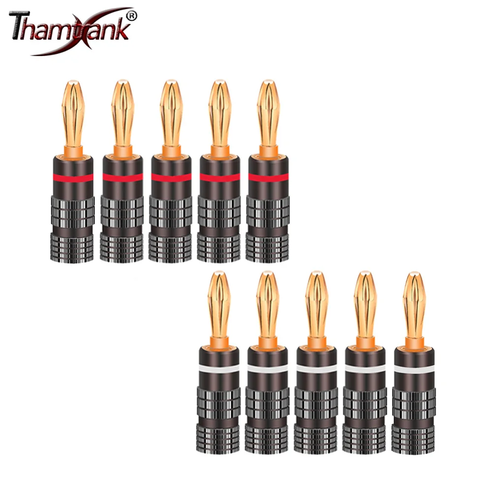 10pcs HIFI Musical Sound Pure Copper Gold Plated 4mm Banana Plug with Screw Lock Jack Speaker Wire Pin Plug Connector Gun Metal