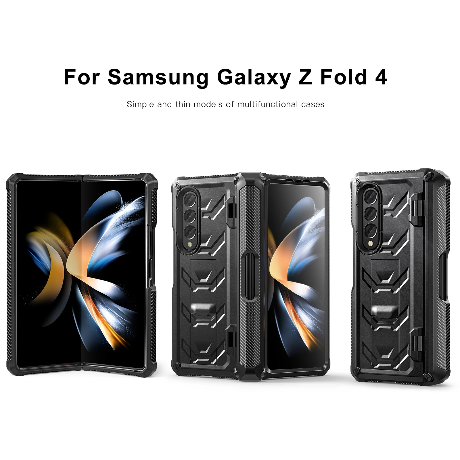 Für Samsung Galaxy Z Fold 5 4 3 Fall S-Stift halter mit Scharniers chutz und eingebauter Displays chutz folie Telefon abdeckung Ständer