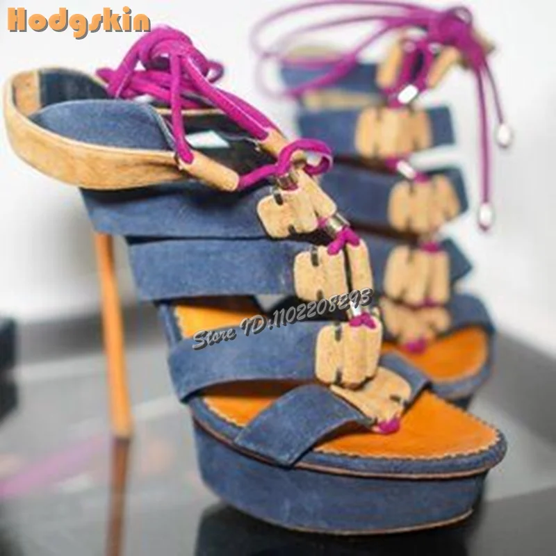 Retro-Patchwork-römische Sanda – Leopard Print Heels Bewertung und Preis