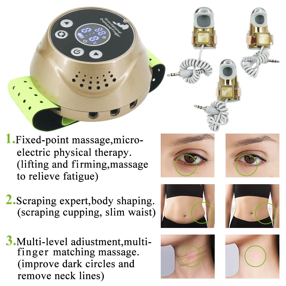 Doigt doré à microcourant Portable pour la liste du visage, façonnant le corps mince, Machine de beauté, doigt de diamant gravitationnel