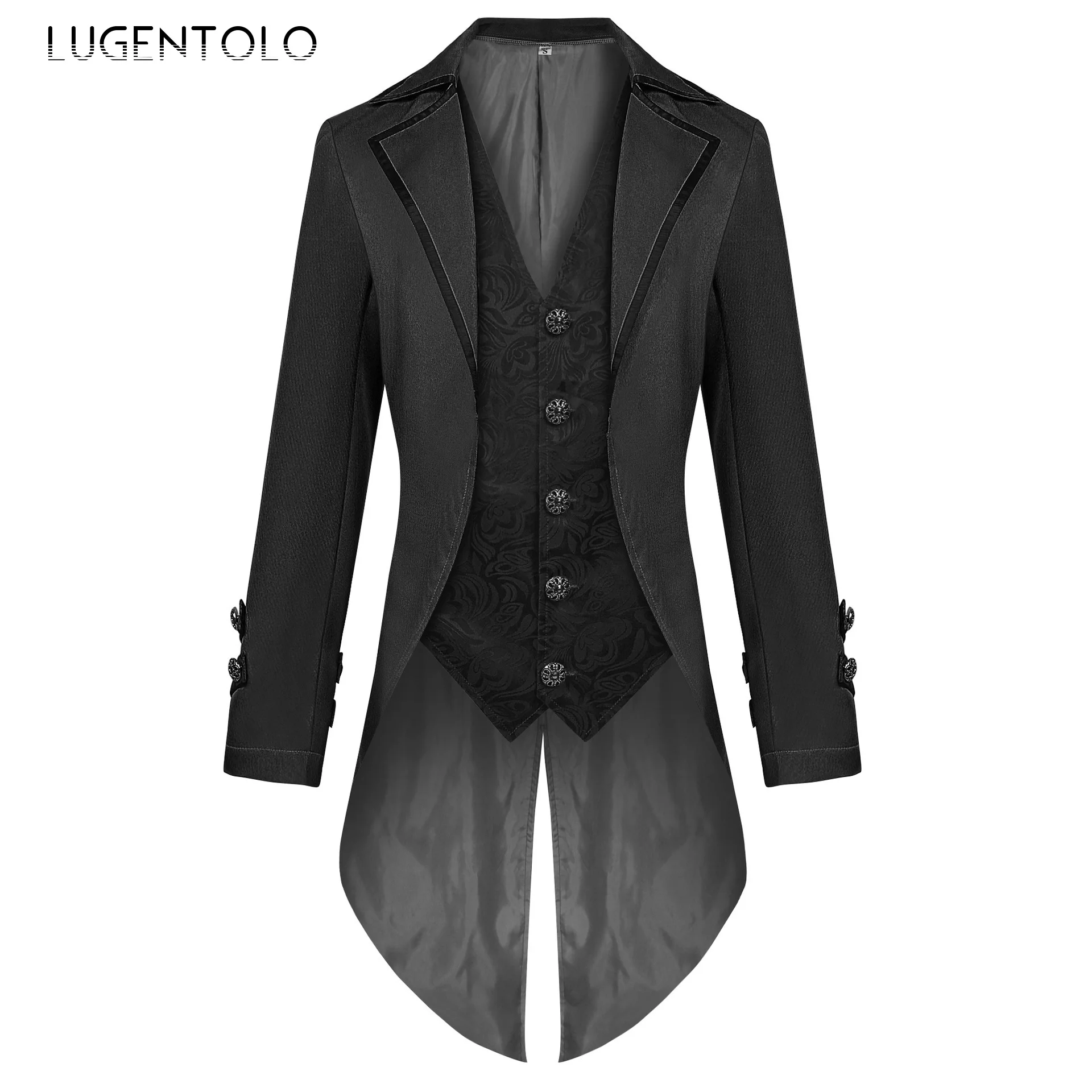 Men Halloween Tuxedo Coat New Gothic Jacket Medieval Tailcoat Party Victorian Pirate Vampire Costume Stage Event Cloth
