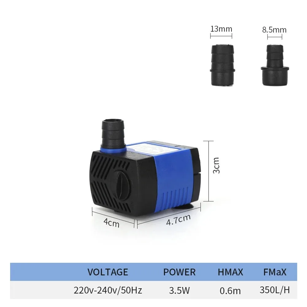 3.5W 220V Submersible Pump Delivering 350 Liters Per Hour at 0.6 Meter Lift for Humidifier Use and Small Aquarium Circulation