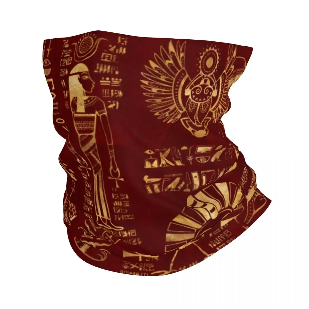 Egyptian Hieroglyphs And Red Egypt Bandana Neck Gaiter Printed Balaclavas Wrap Scarf Headwear Outdoor Adult Breathable