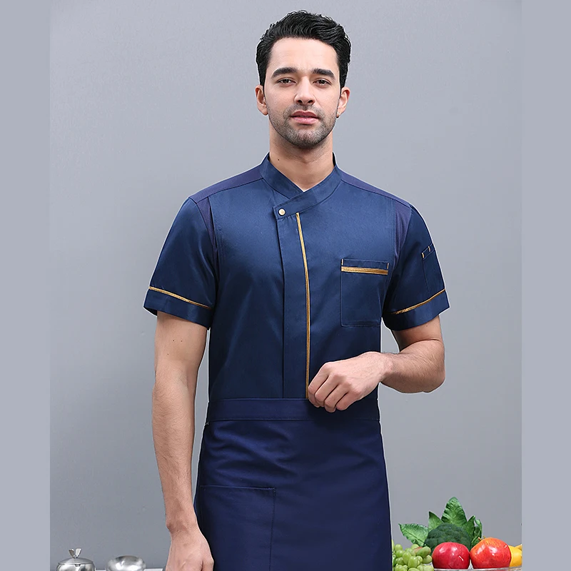 Chef uniforme homens cozinhar roupas Unisex restaurante cozinha camisa curto/longo mangas pastelaria jaqueta obras Top impressão logotipo design