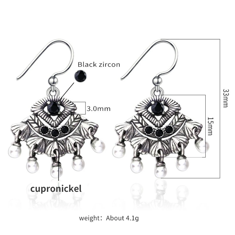 Silver Drop Earrings DIY Retro Style Women Fashion Wedding Party Fine Jewelry Earrings for Women Bohemia Style