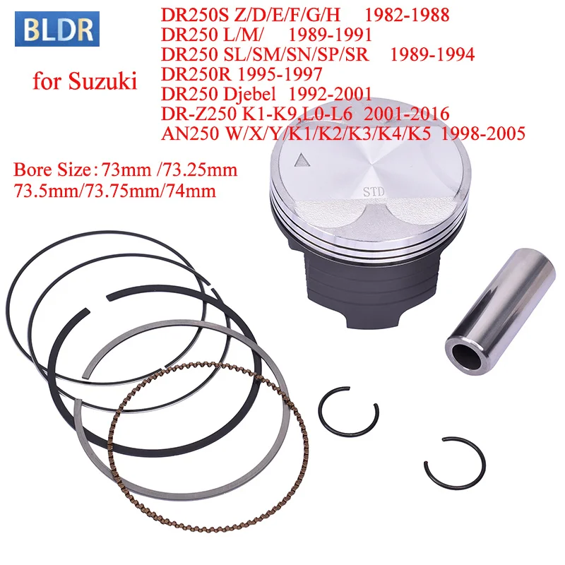 Kit de Anillos de Pistón para Motocicleta STD 73mm-74mm 12140-49221-050 para Suzuki DR250S DR250R DR 250 DR250 Djebel DR-Z250 AN250 DRZ250