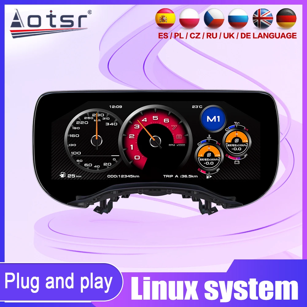 Linux System For Nissan 350Z 370Z 2002-2008 12.3 Inch Digital Dashboard Cockpit Virtual Instrument LCD Gauge Upgrade Kit