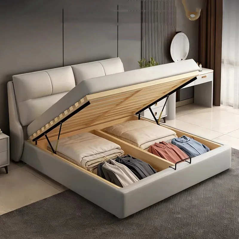 Modern Storage Bed Space Saving Wooden Frame Floor Beauty Sleeping Safe Bed Girls Full Letto Matrimoniale Lounge Suite Furniture