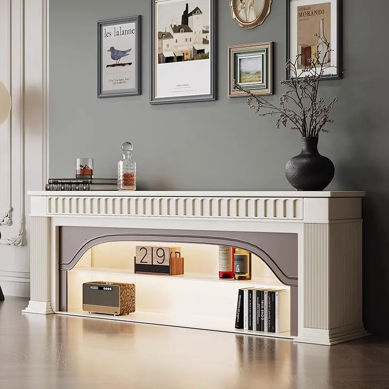 French cream wind fireplace decorative cabinet American small apartment retro living room fireplace side cabinet European