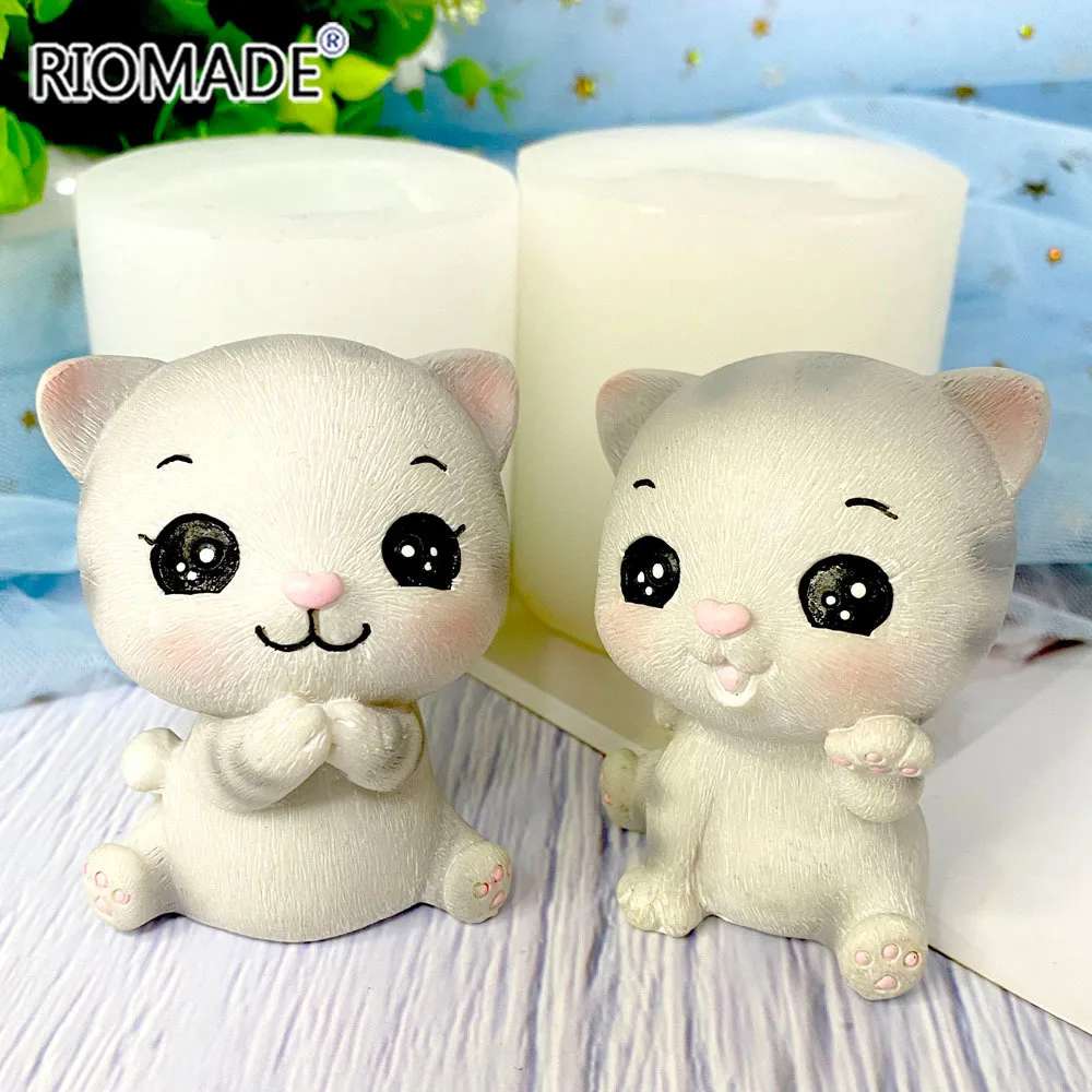 3D Lovley Small Cat Candle Mold Soap Craft Resin Clay Molds Candy Chocolate Gumpaste Mould Cake Decorating Tools S0690XM