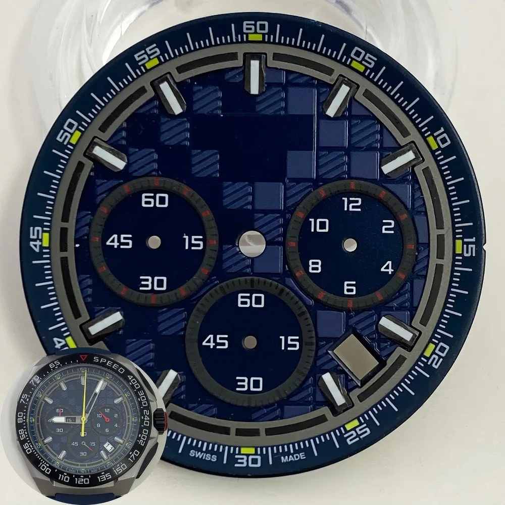 

Циферблат 35,5 мм, совместимый с механизмом VK63, с зеленым светящимся эффектом, модные детали часов