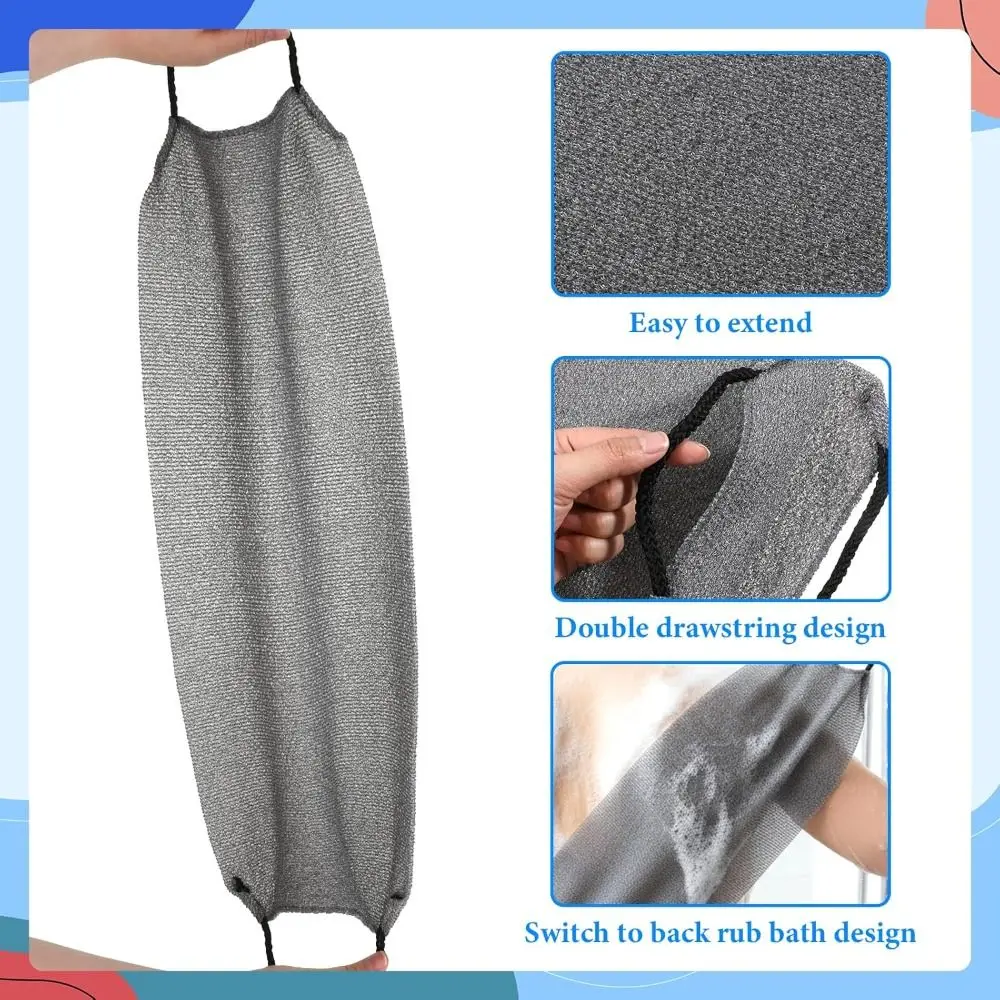 with Handles Exfoliating Back Washers Scrub Stretchable Nylon Exfoliating Towel Double-Sided Backs Scrubber Cloth Towels