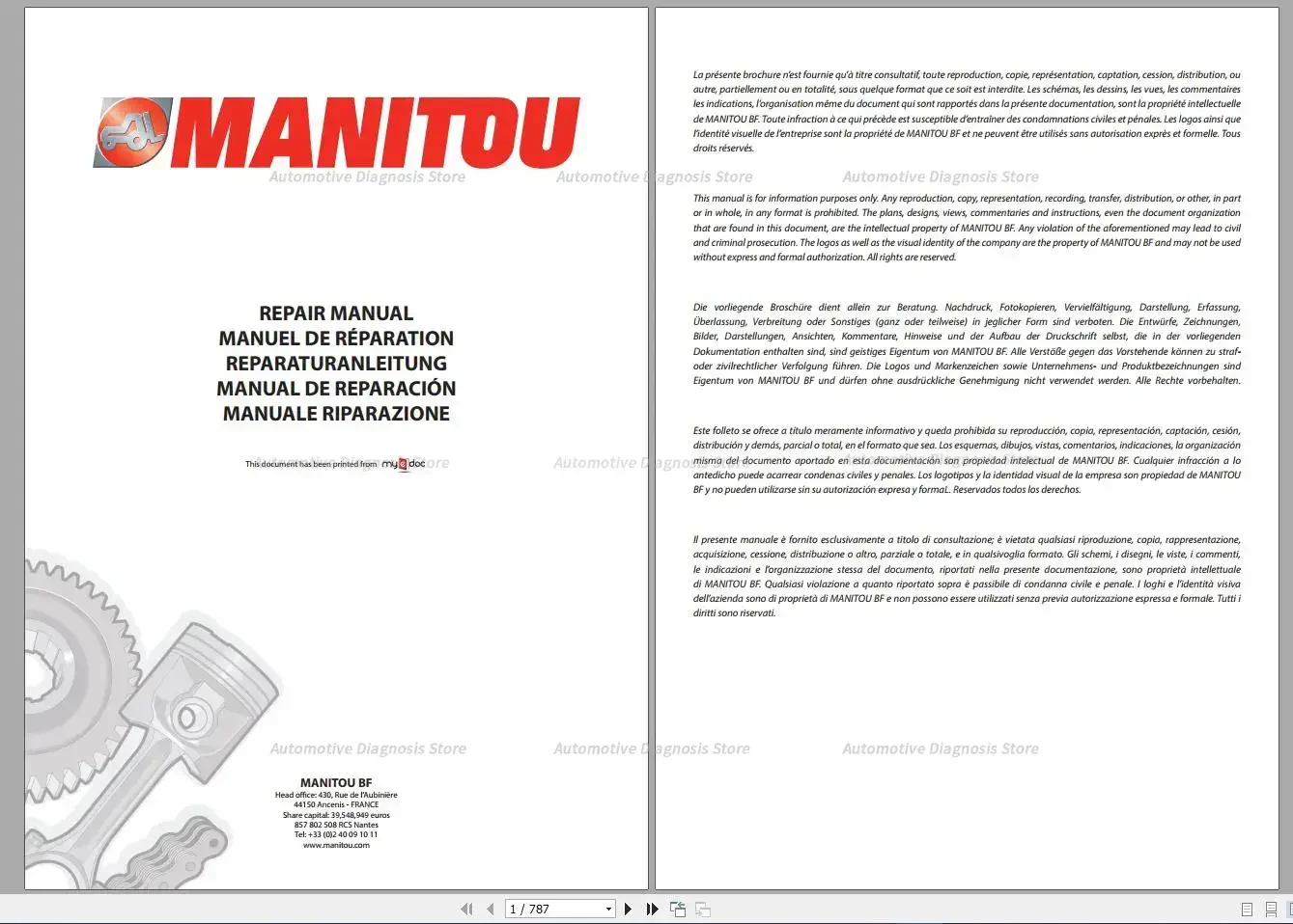 MANITOU PDF 15.8 GB Service and Parts Manual
