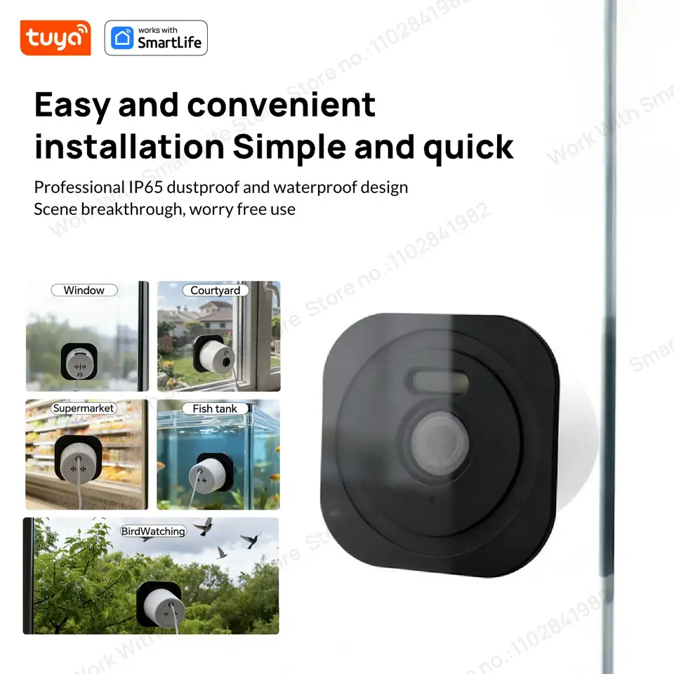 3MP 2K Tuya Window Camera,2.4GHz & 5GHz WiFi Indoor Cameras for Home Security W/Color Night Vision,Person Motion Detection,Easy - 4