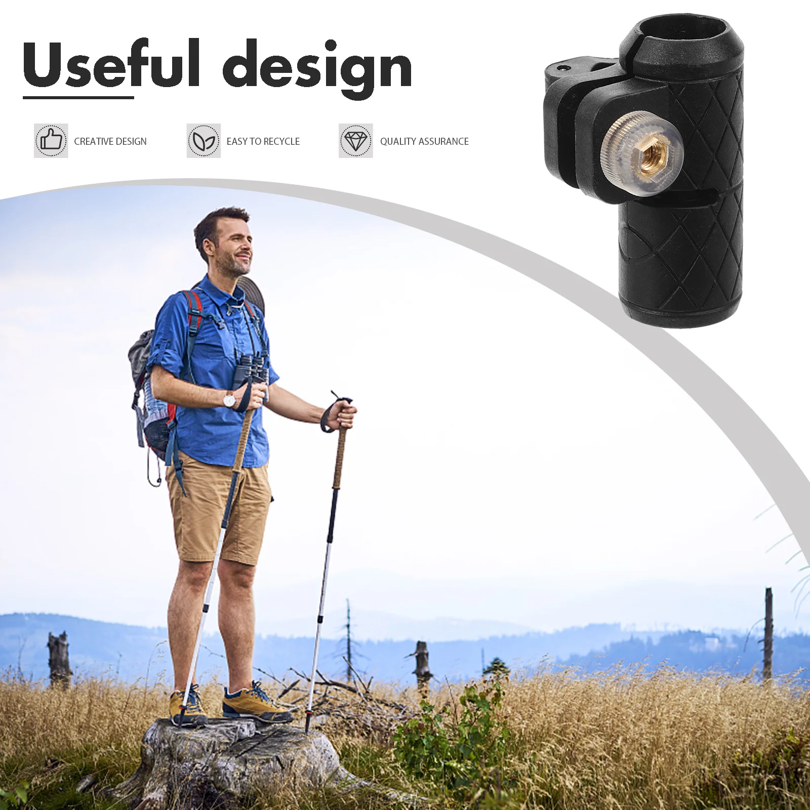 

1 Unit Hiking Pole External Fastener Clip Strong Wear-Resistant Plastic Buckle for Trekking Sticks Walking Canes Secure Locking