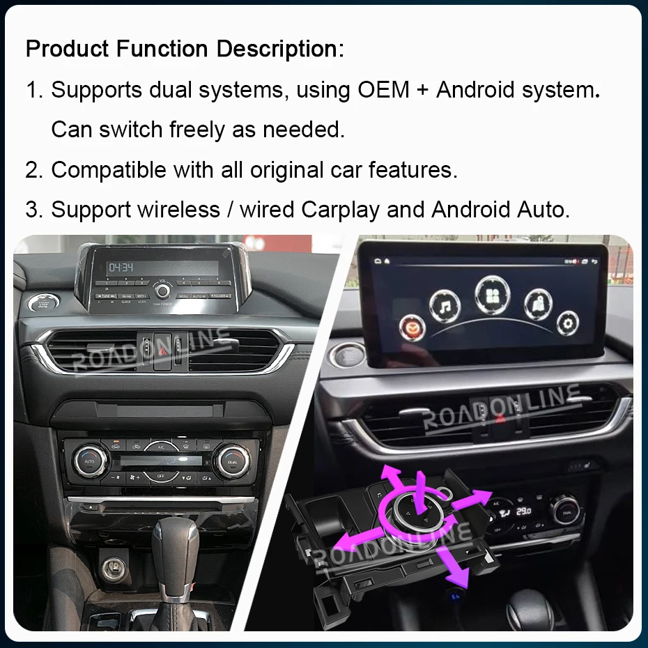 Android 15 10.25 Inch For Mazda 6 Mazda6 2016 2017 2018 2019 Car Multimedia Player Stereo Radio Receiver GPS Head Unit CarPlay