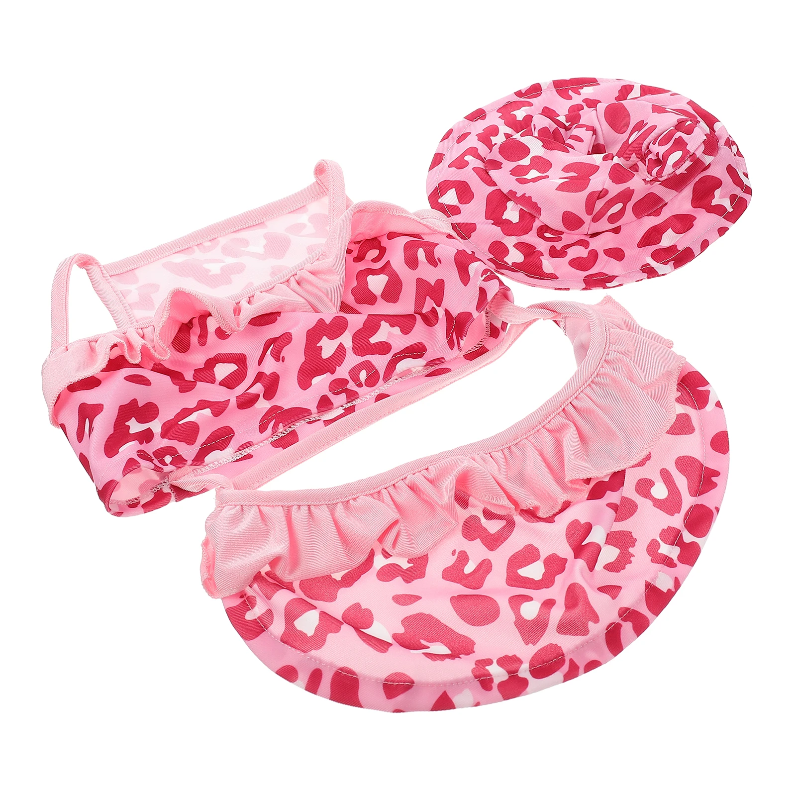 

Pet Swimsuit Apparel Summer Beach Clothes Medium Spandex Leopard Print Hat Skirt Dresses Pet Summer Dresses Dog Beach Clothes