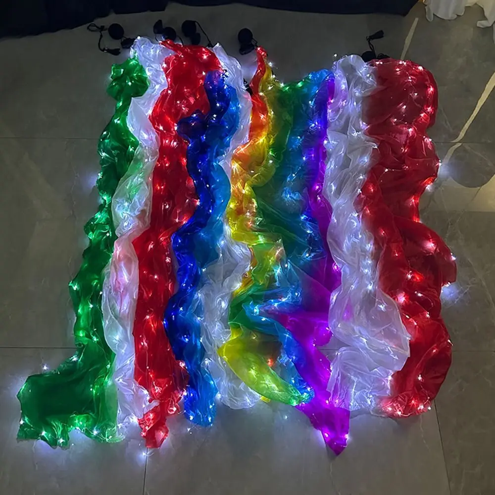 Colorful Glowing LED Silk Ribbon Silk Veil Rainbow Luminous Chain Ball Luminous For Thailand/India/Arab Dance Performance Prop
