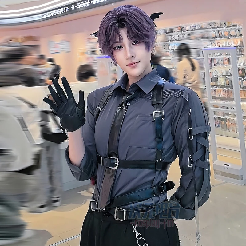 

Game Love And Deepspace Zayne Cosplay Costume Men Grey Shirt Tie Belt Gloves Suit Daddy Suit Halloween Carnival Party Clothes