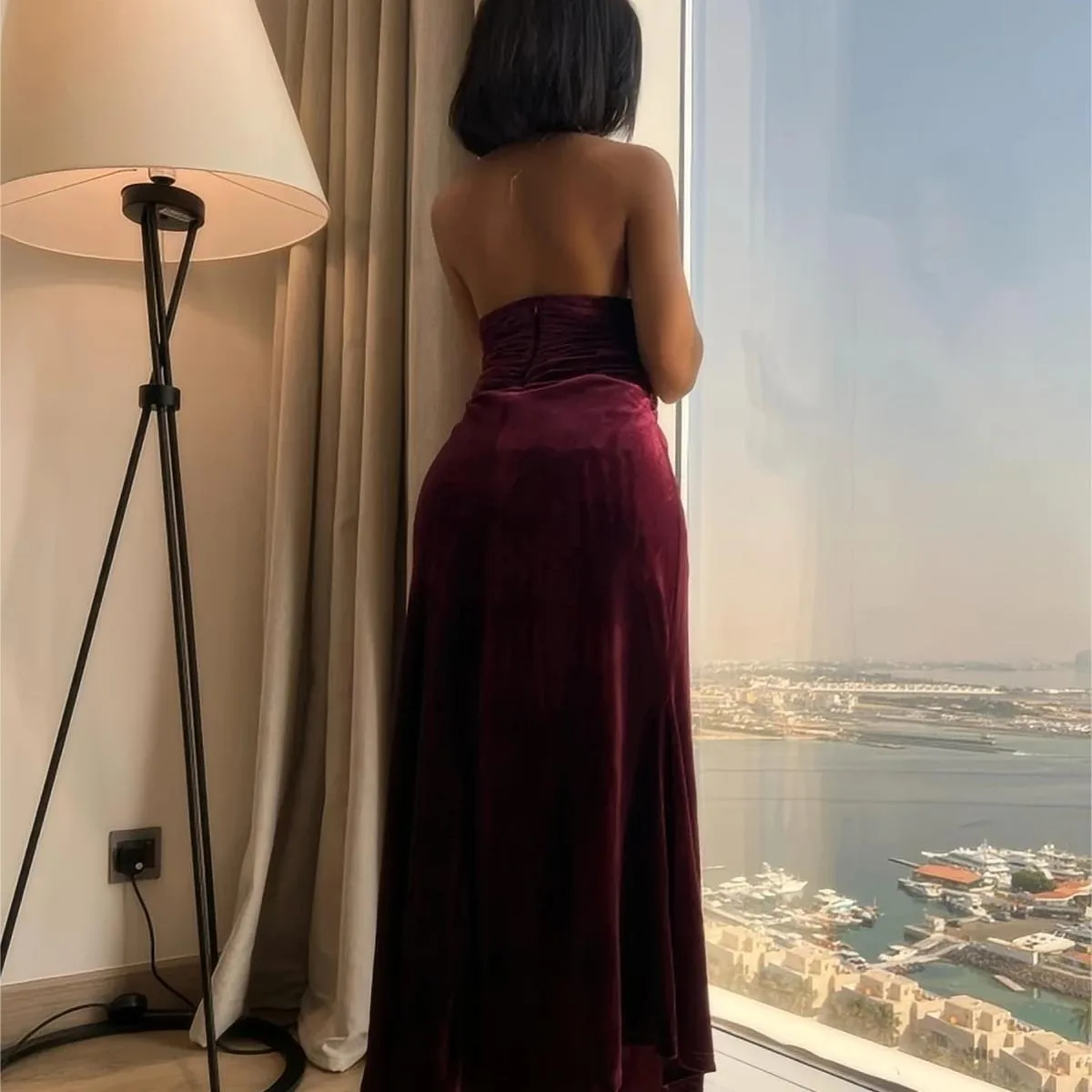 Primavera 2024 Bal sexy incinto in vita asimmetrico Svel Split Dr Commute Sle Poliestere lavorato a maglia Midi Dr per Yo...